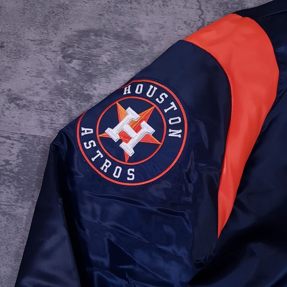 STARTER Houston Astros Button Up Bomber Jacket Mens Size XL Blue Orange‎ - Picture 6 of 10